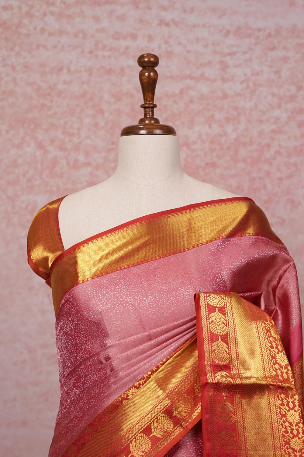 Copper Peach Kancheepuram Silk Saree