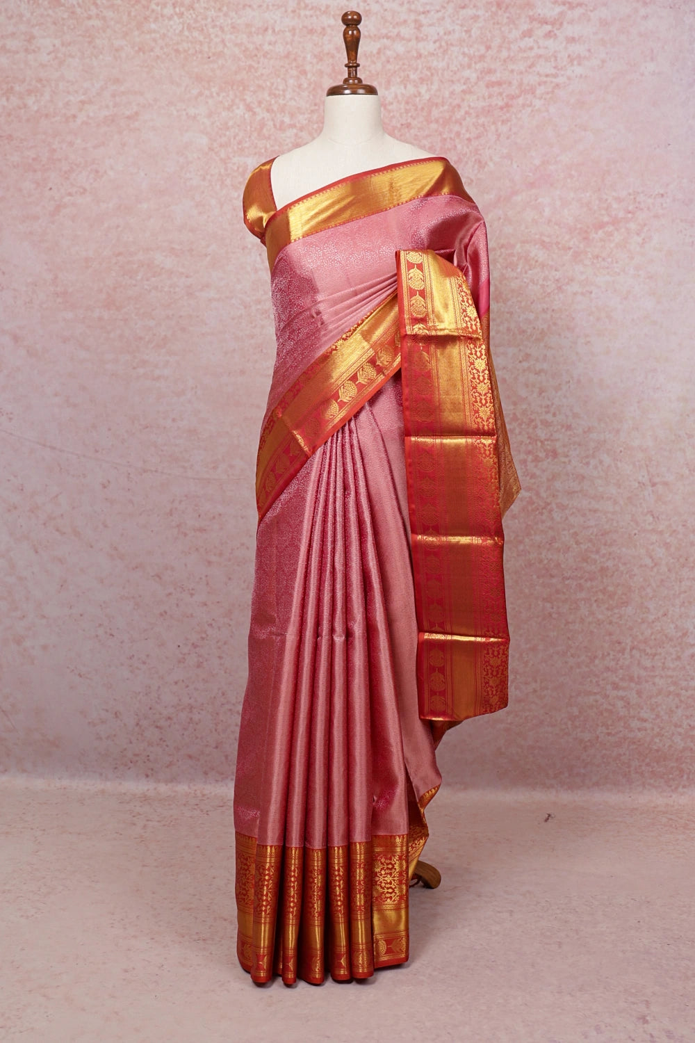 Copper Peach Kancheepuram Silk Saree