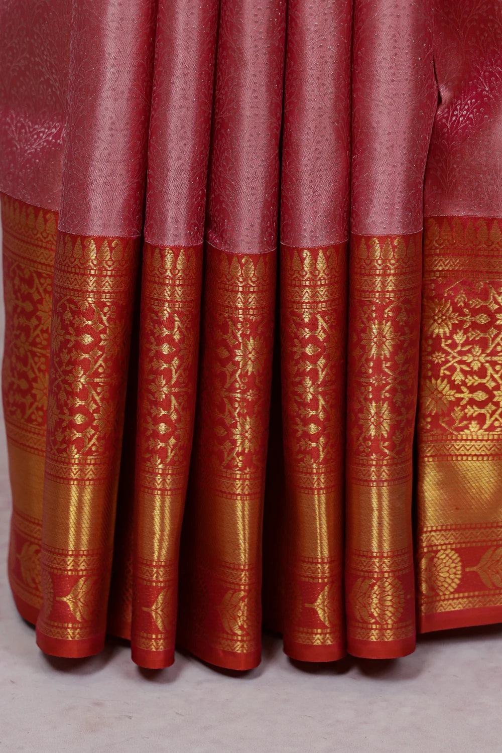 Copper Peach Kancheepuram Silk Saree