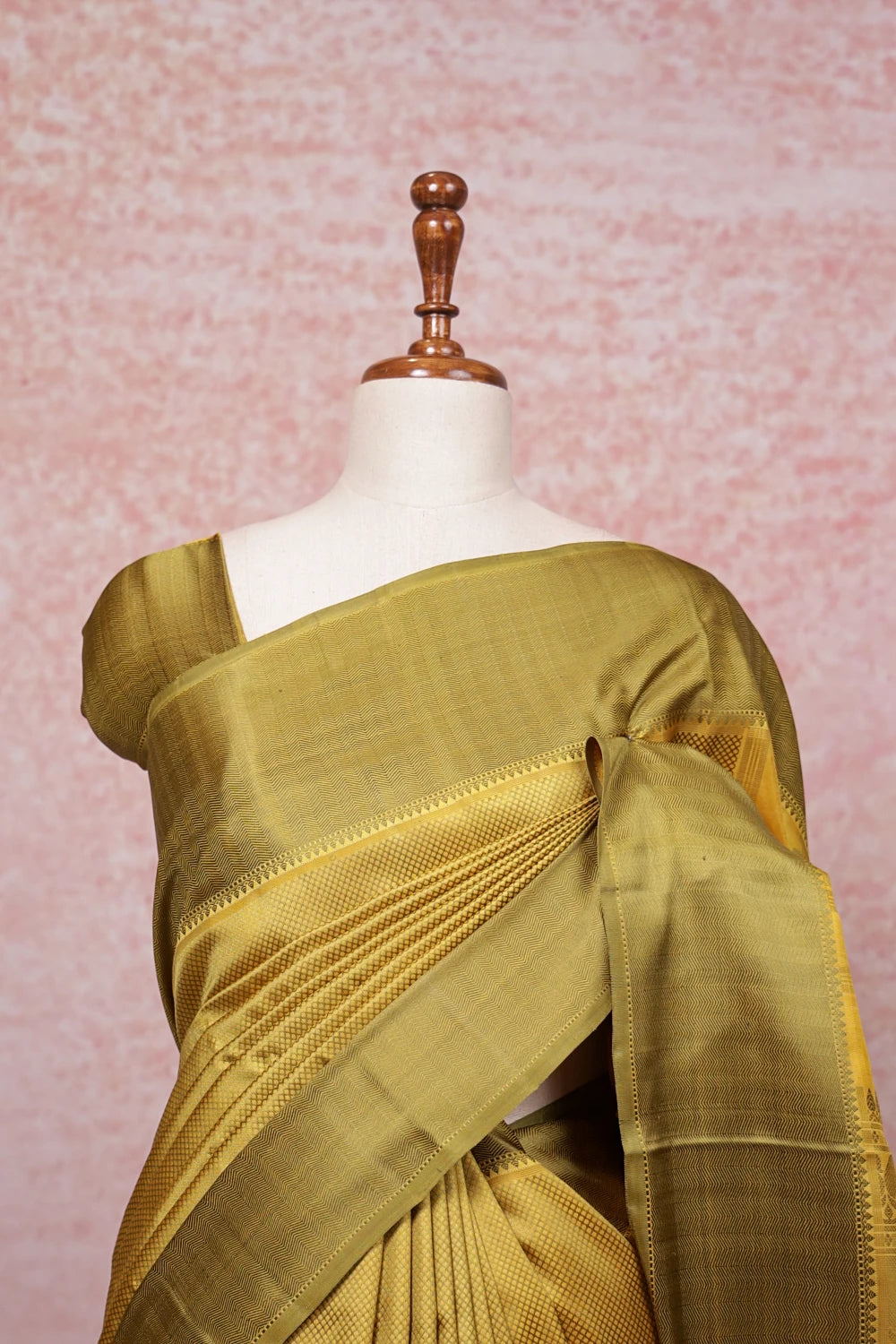 Yellow Green Kancheepuram Silk Saree