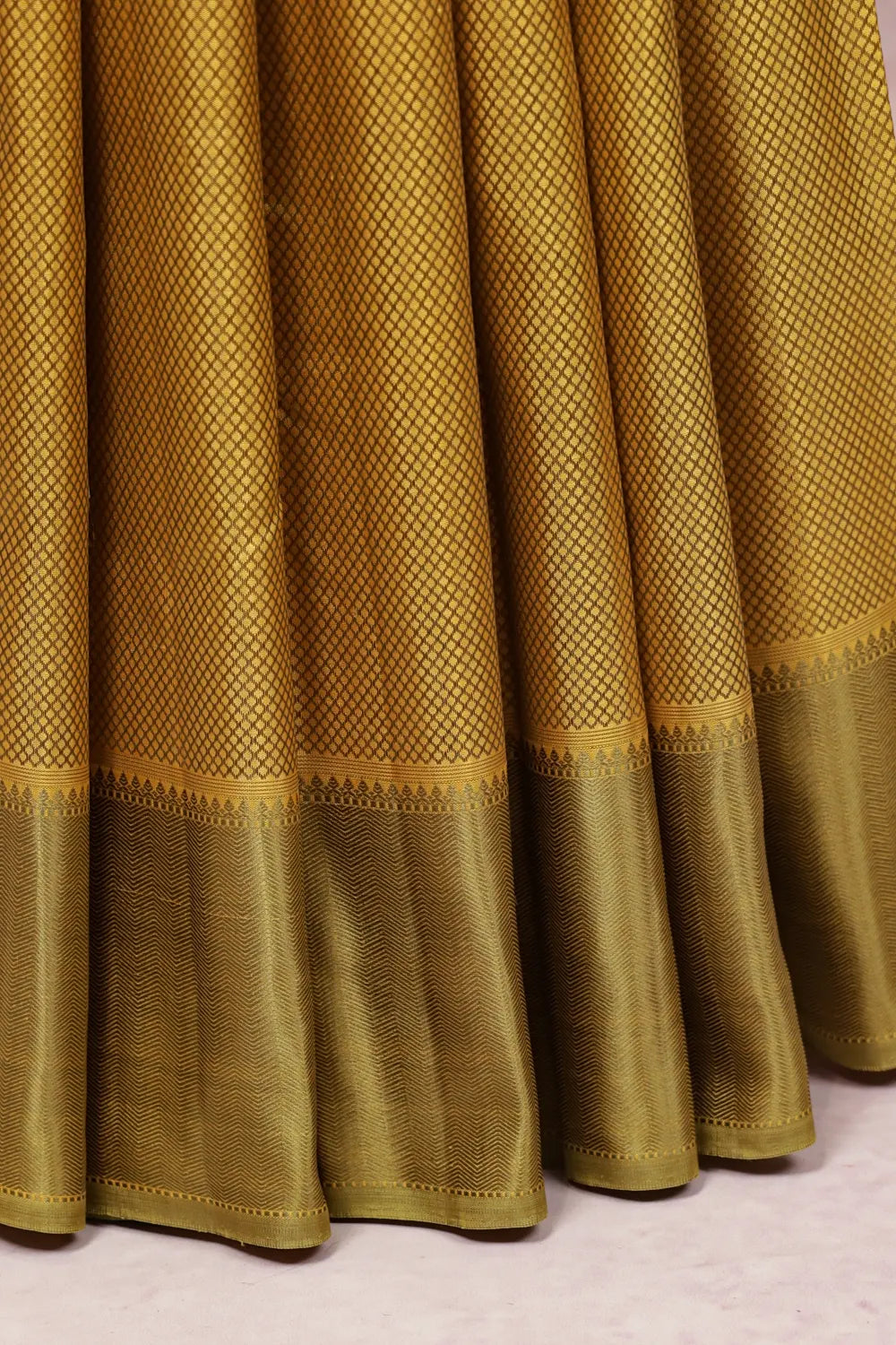 Yellow Green Kancheepuram Silk Saree