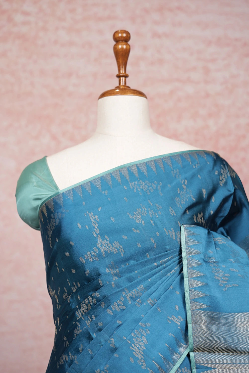 Peacock Blue Kancheepuram Silk Saree