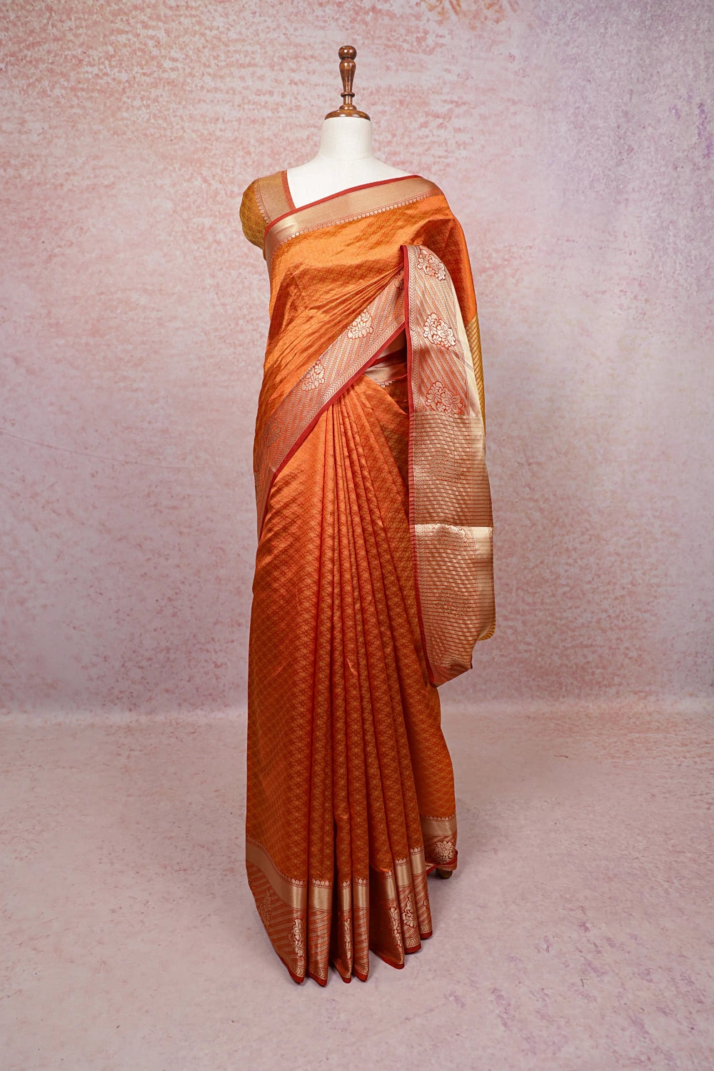 Orange Semi Tussar Saree
