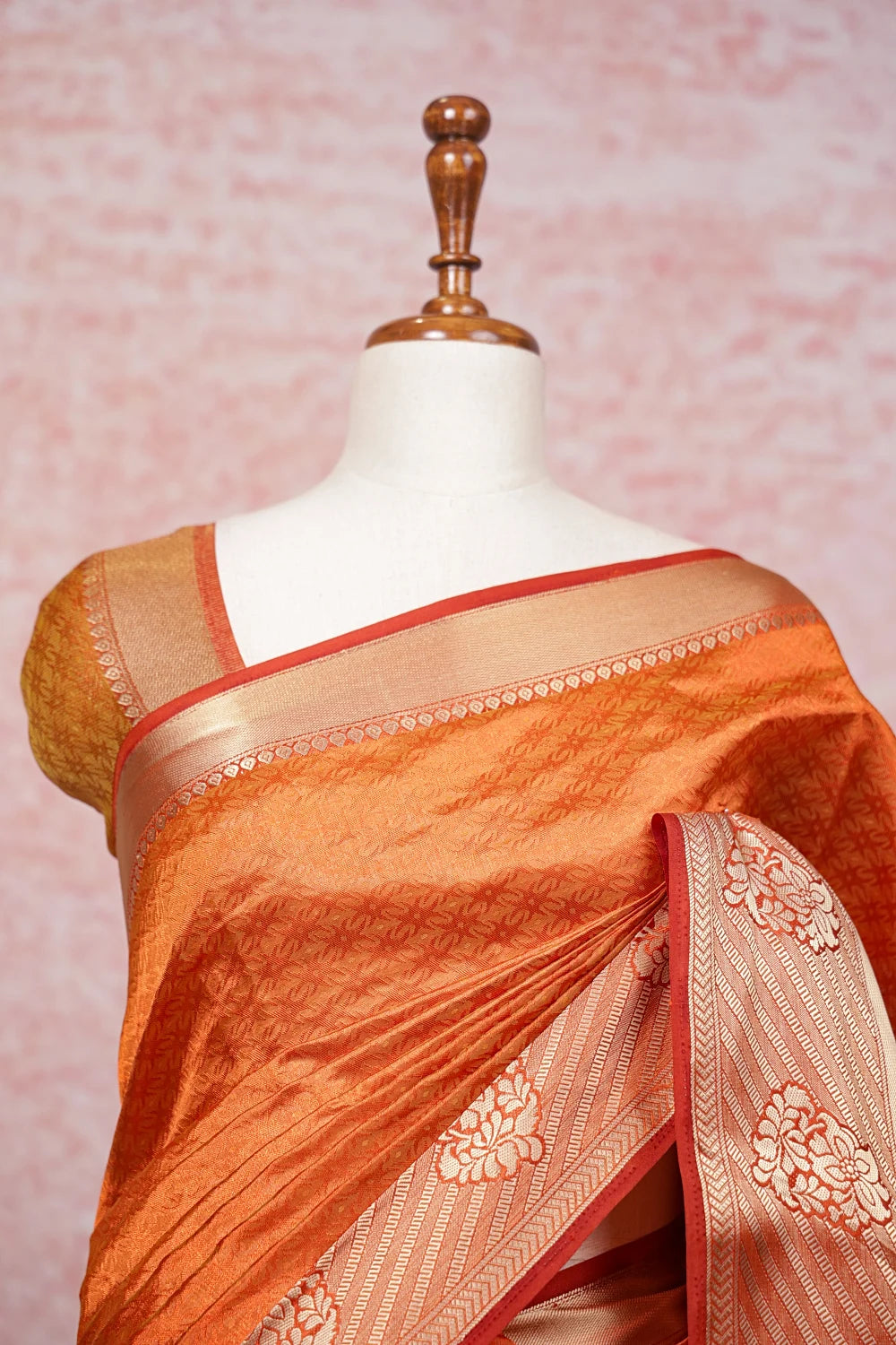 Orange Semi Tussar Saree