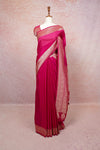 Rani Pink Semi Banarasi Saree