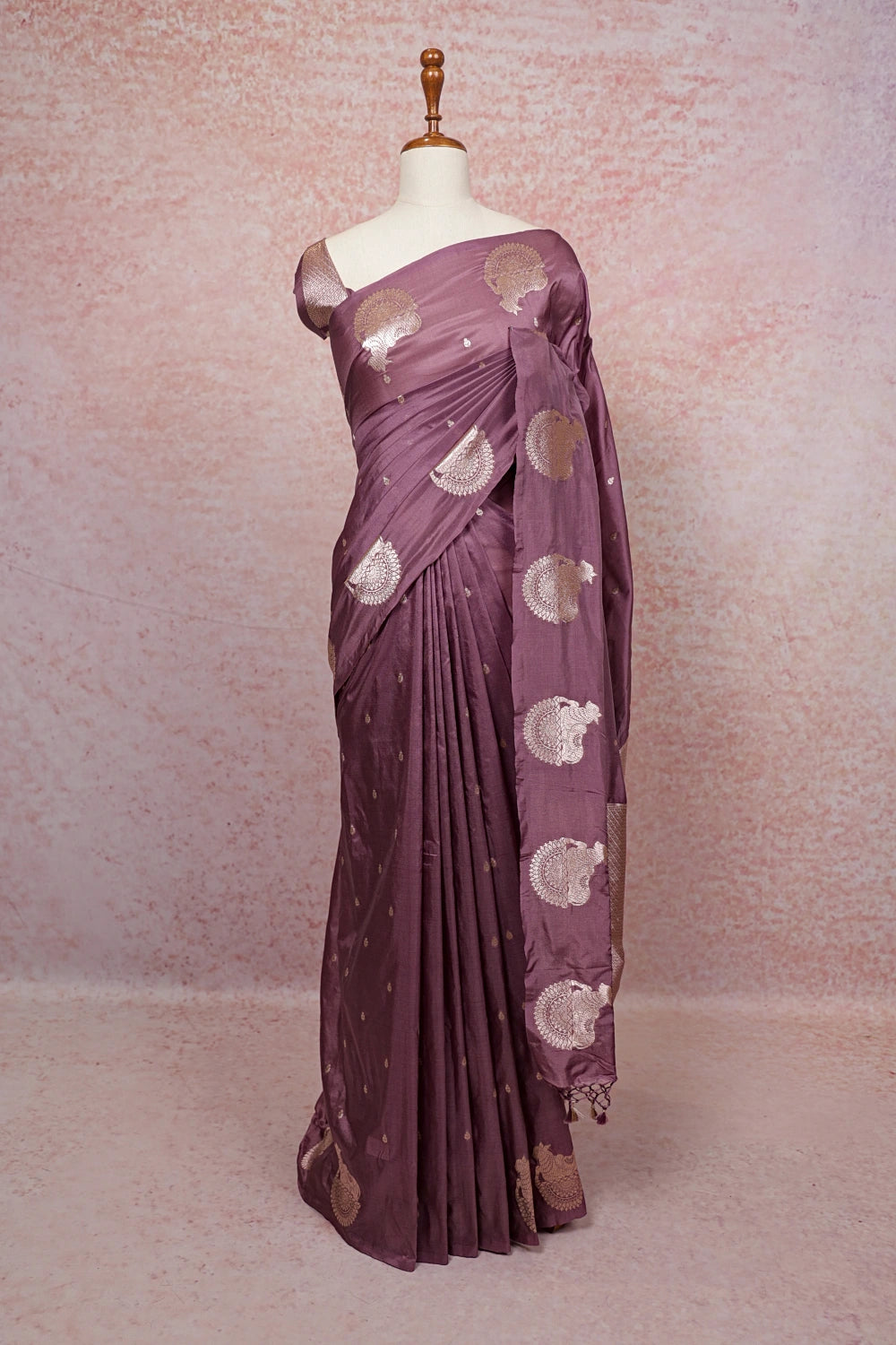 Twilight Lavender Semi Banarasi Saree