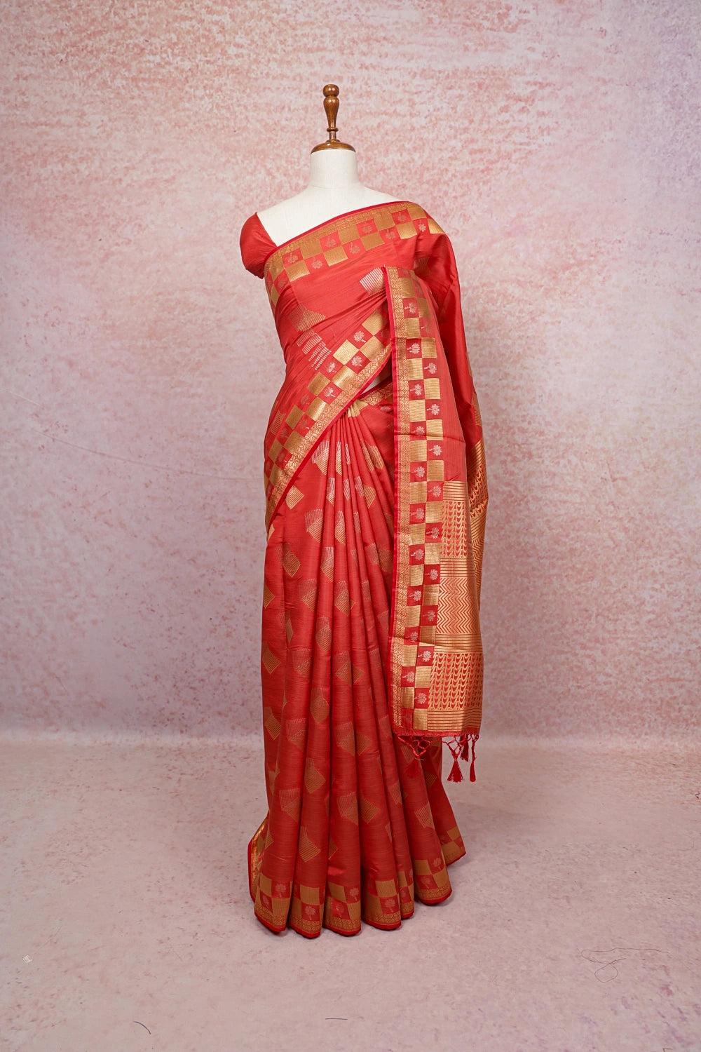 Orange Semi Tussar Saree