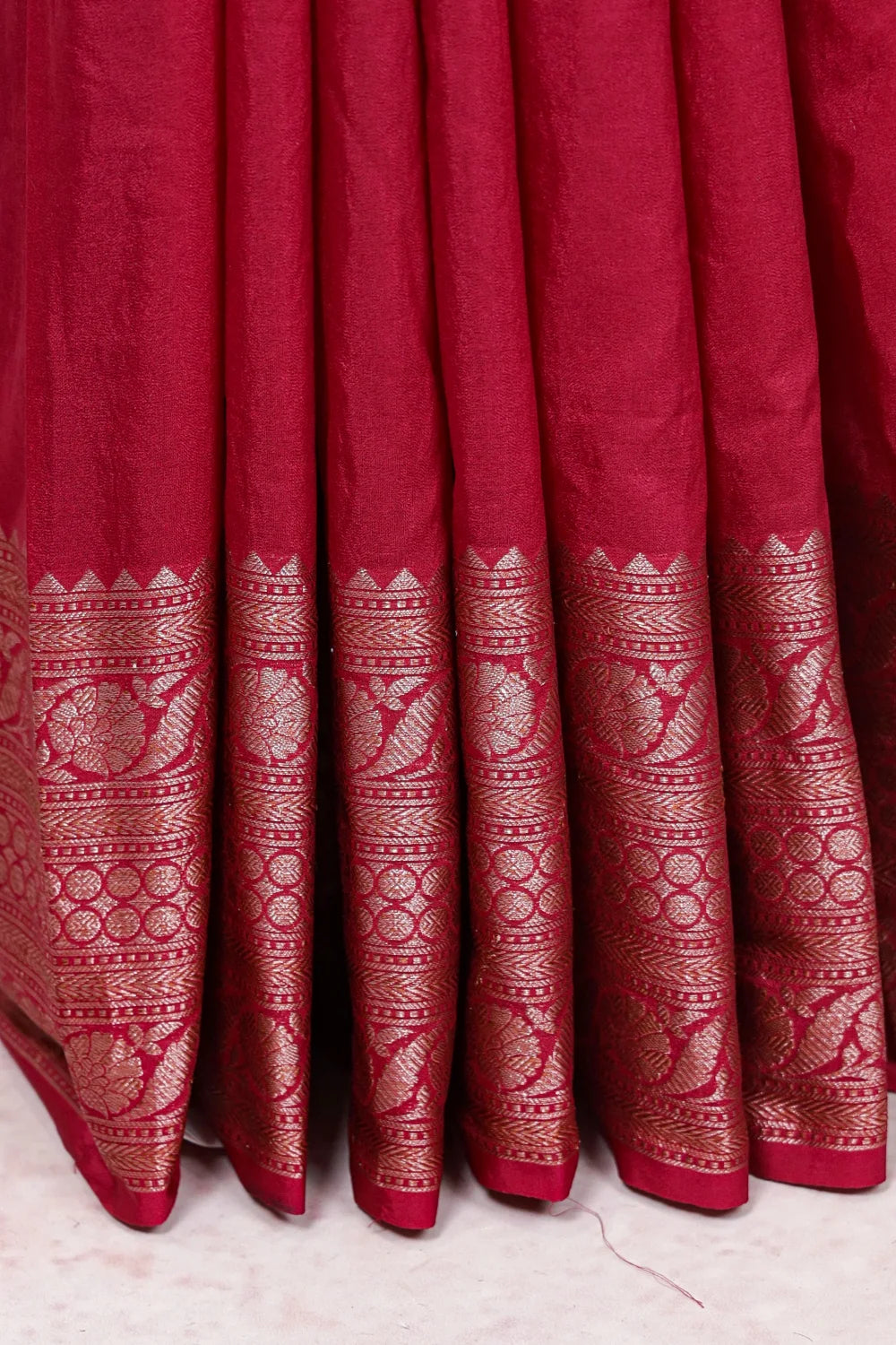 Wine Red Semi Banarasi Saree