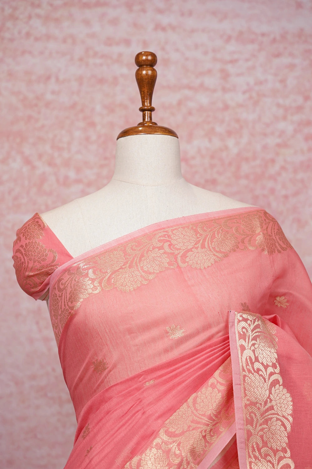 Peach Cotton Silk Saree
