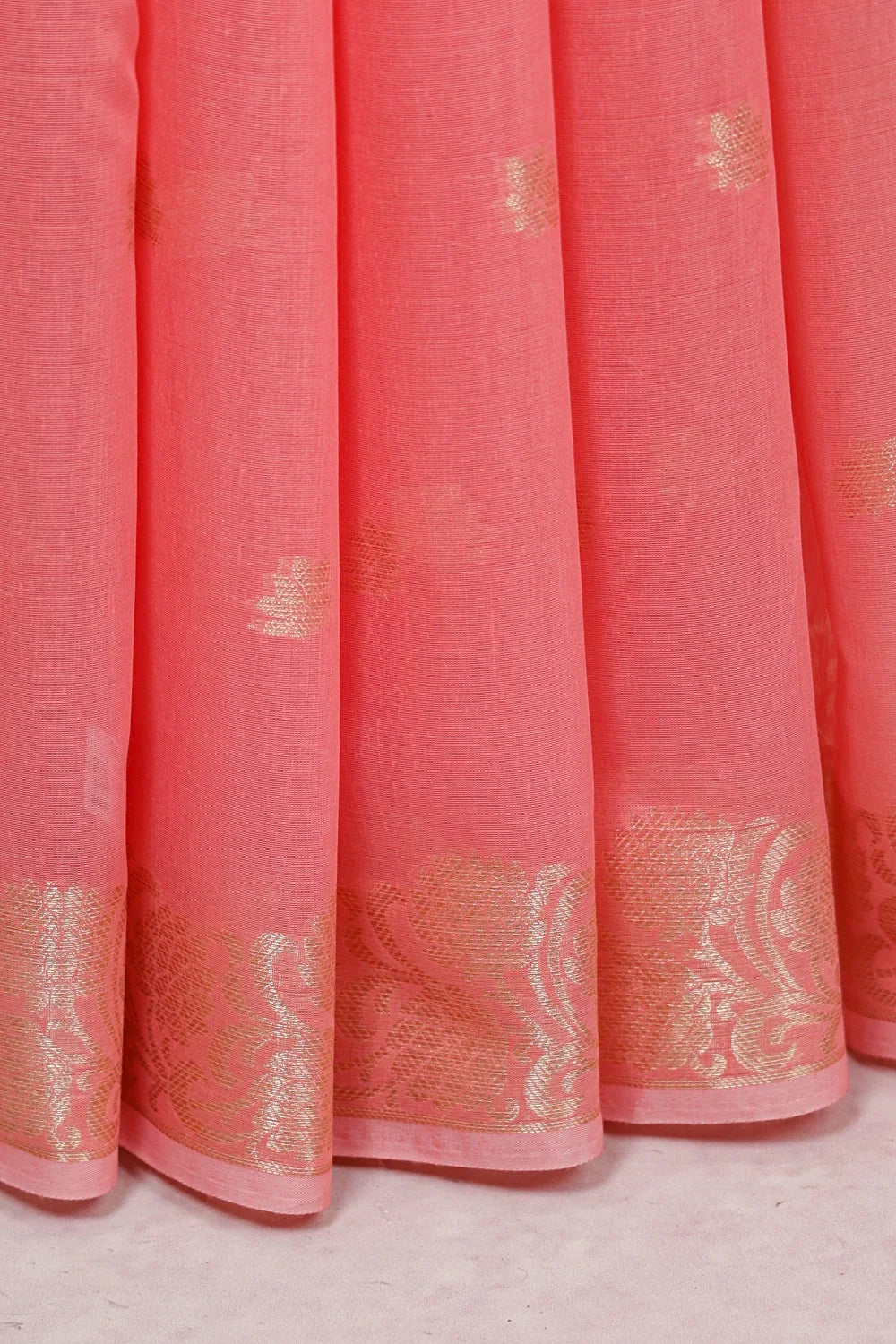 Peach Cotton Silk Saree