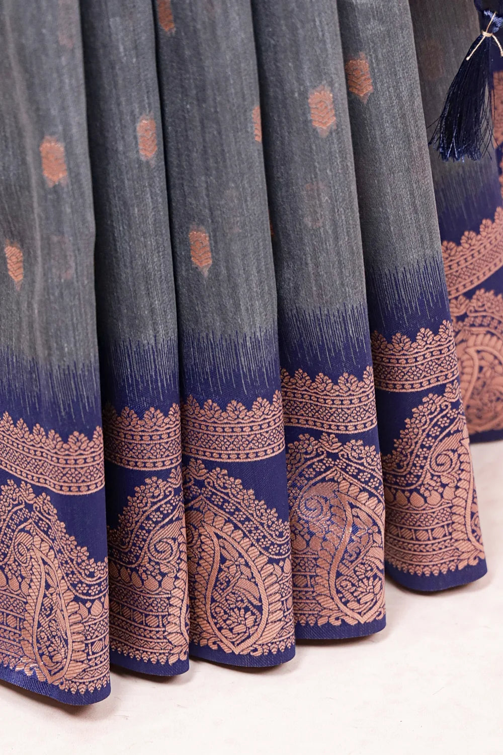 Ash Color Semi Tussar Saree