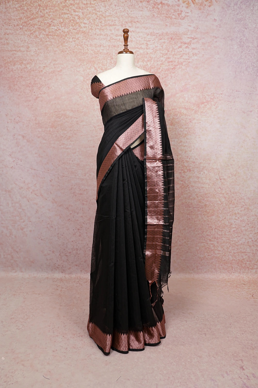 Black Cotton Silk Saree