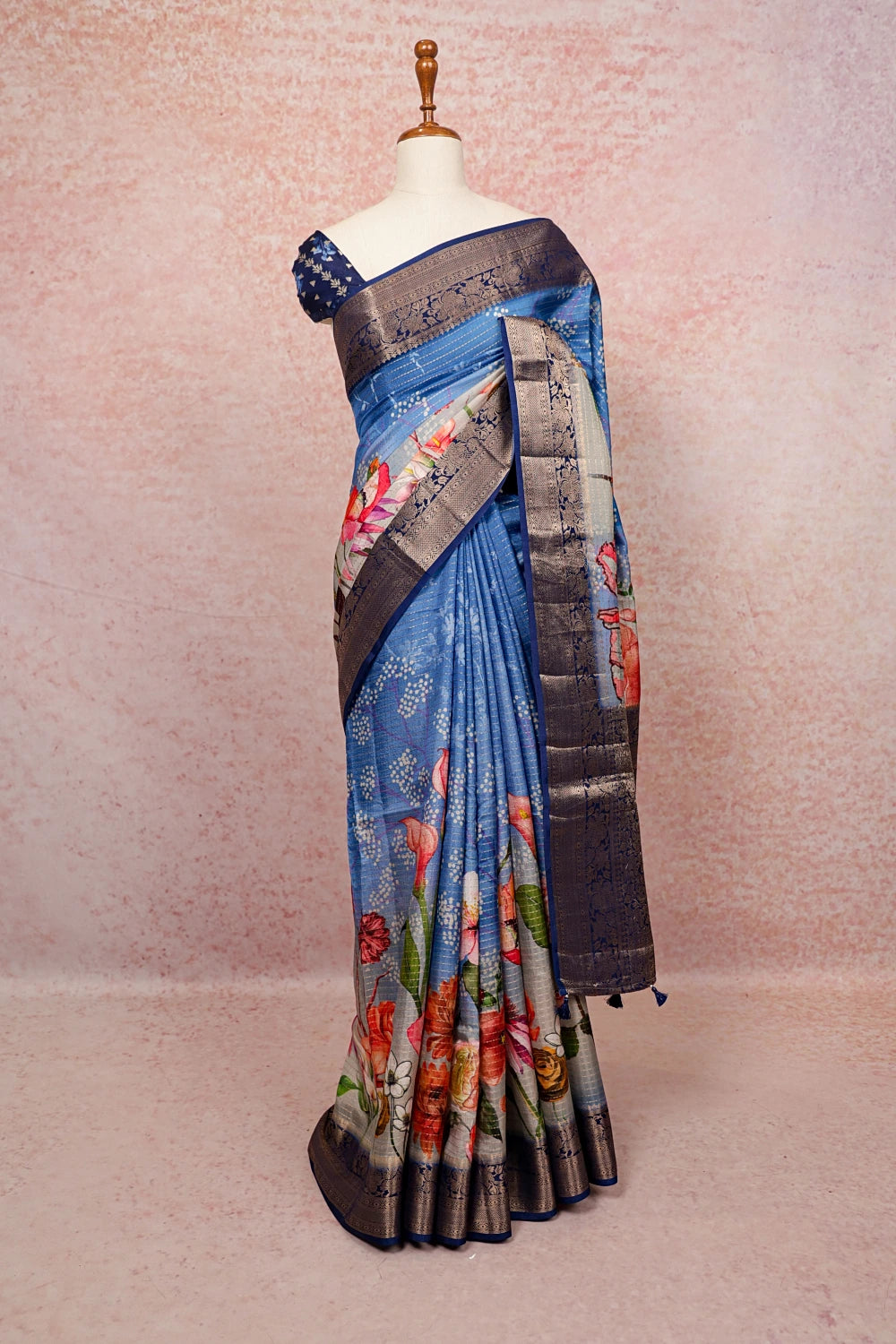 Blue Semi Silk Saree
