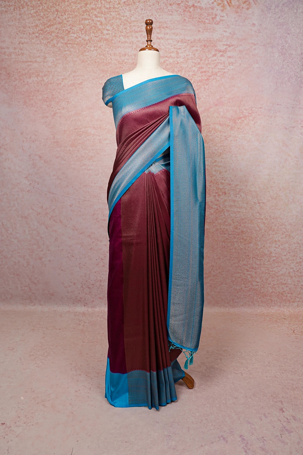Wine Color Kubera Silk Saree