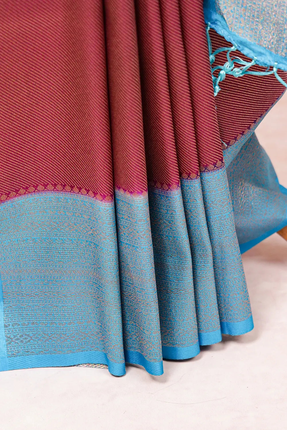 Wine Color Kubera Silk Saree
