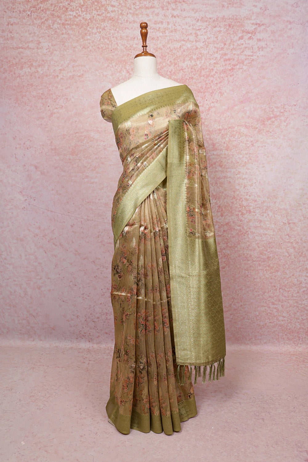 Golden Semi Tissue Saree