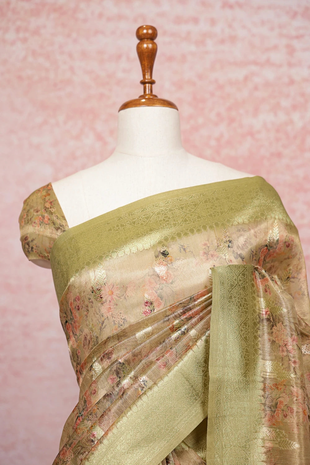 Golden Semi Tissue Saree
