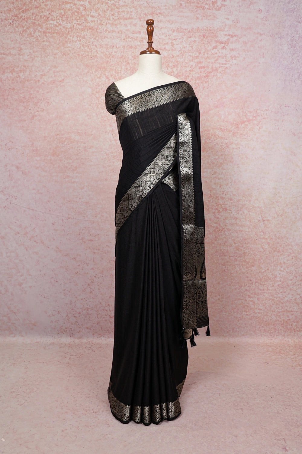 Black Semi Banarasi Saree
