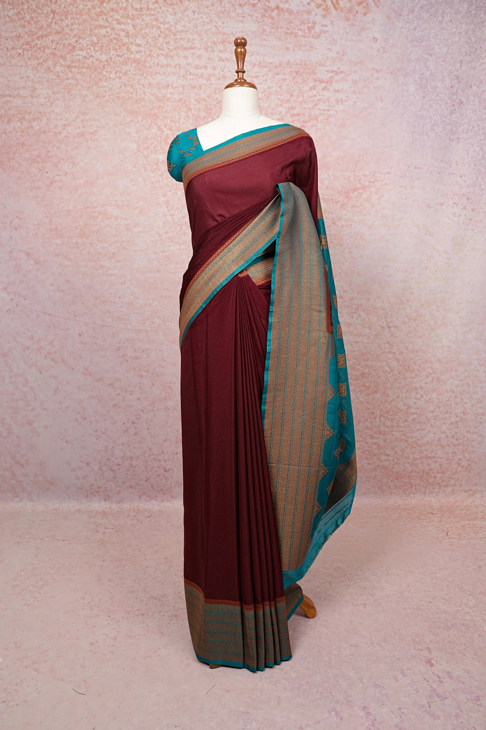 Brown Semi Banarasi Saree