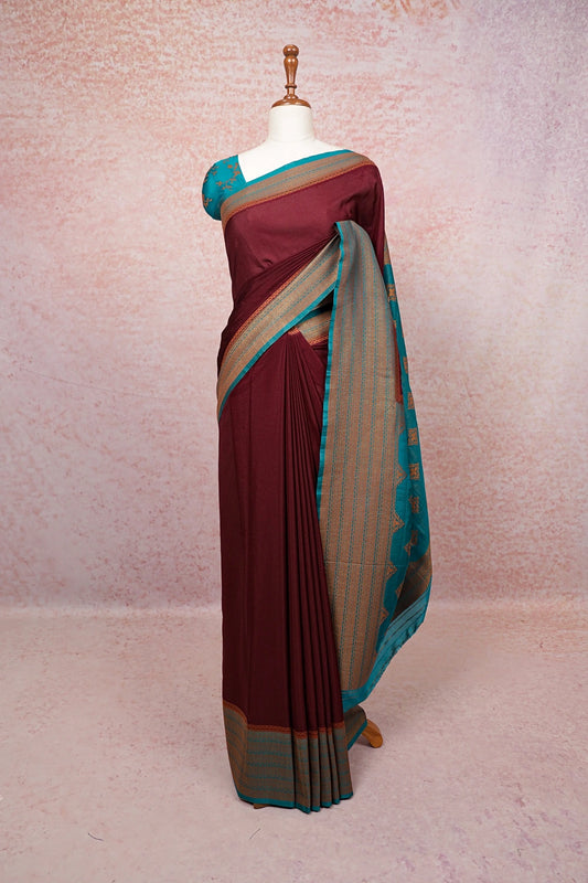 Brown Semi Banarasi Saree