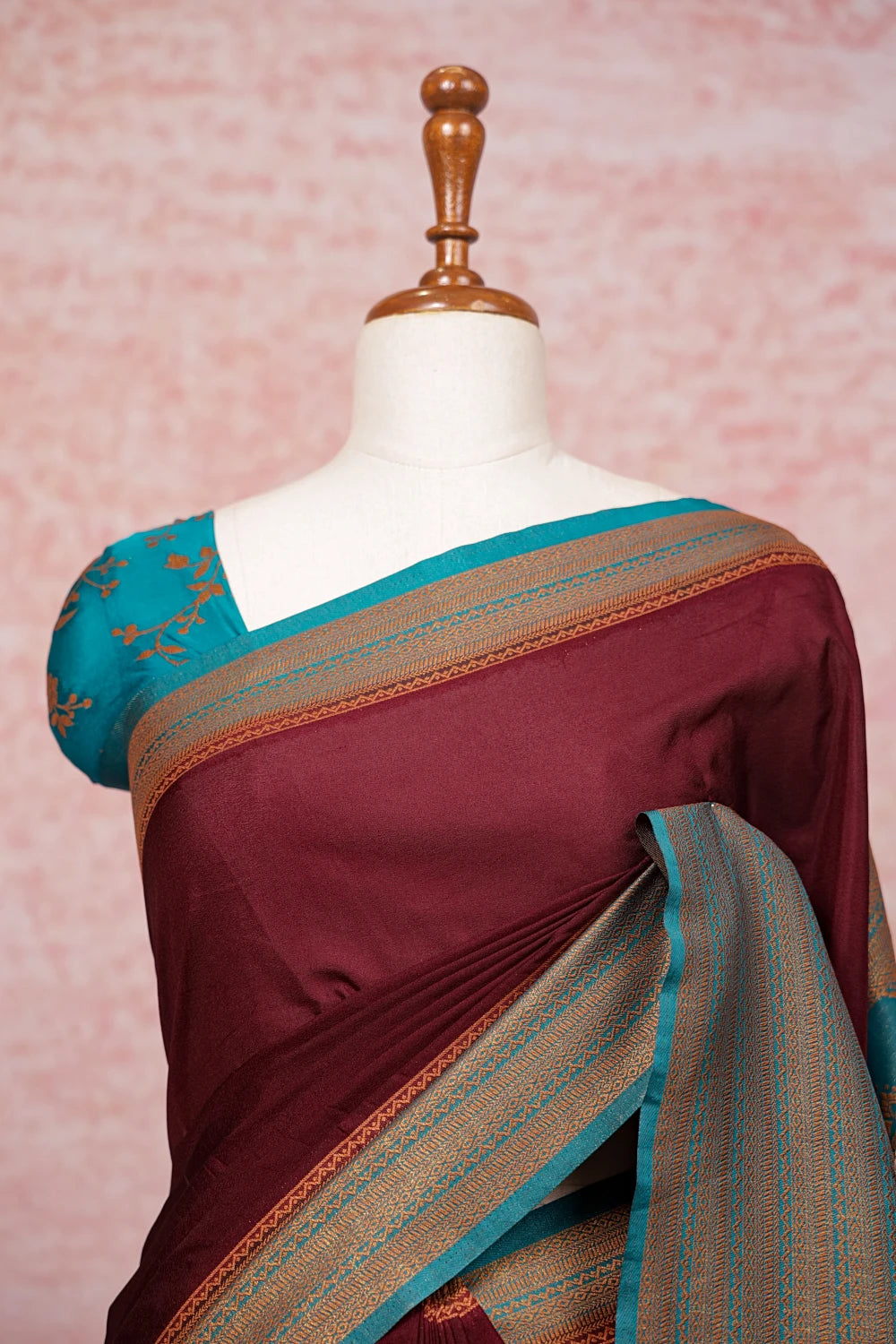 Brown Semi Banarasi Saree
