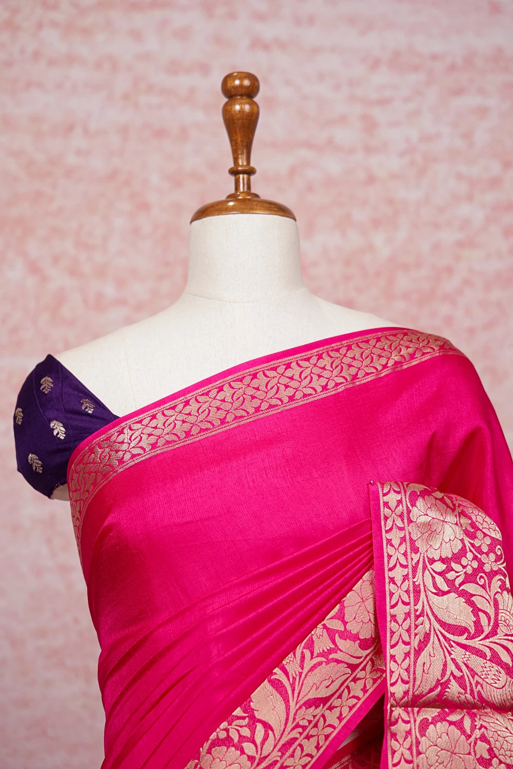 Rani Pink Semi Silk Saree