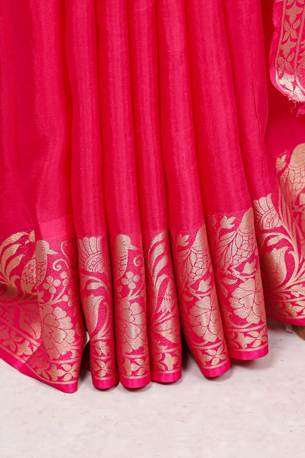 Rani Pink Semi Silk Saree