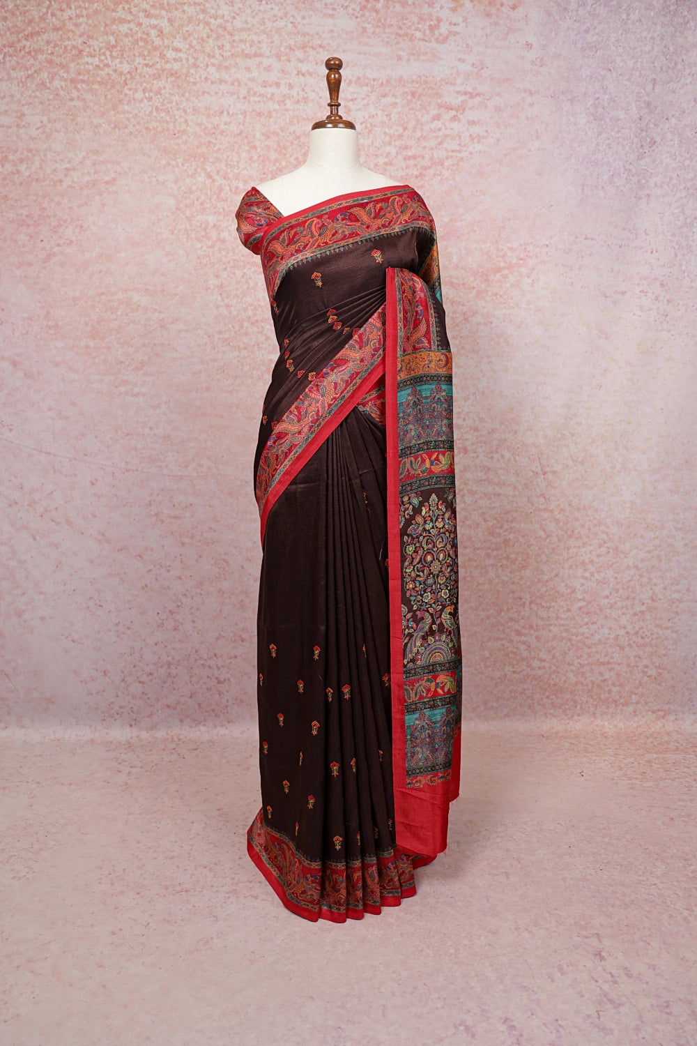 Coffee Brown Semi Silk Saree