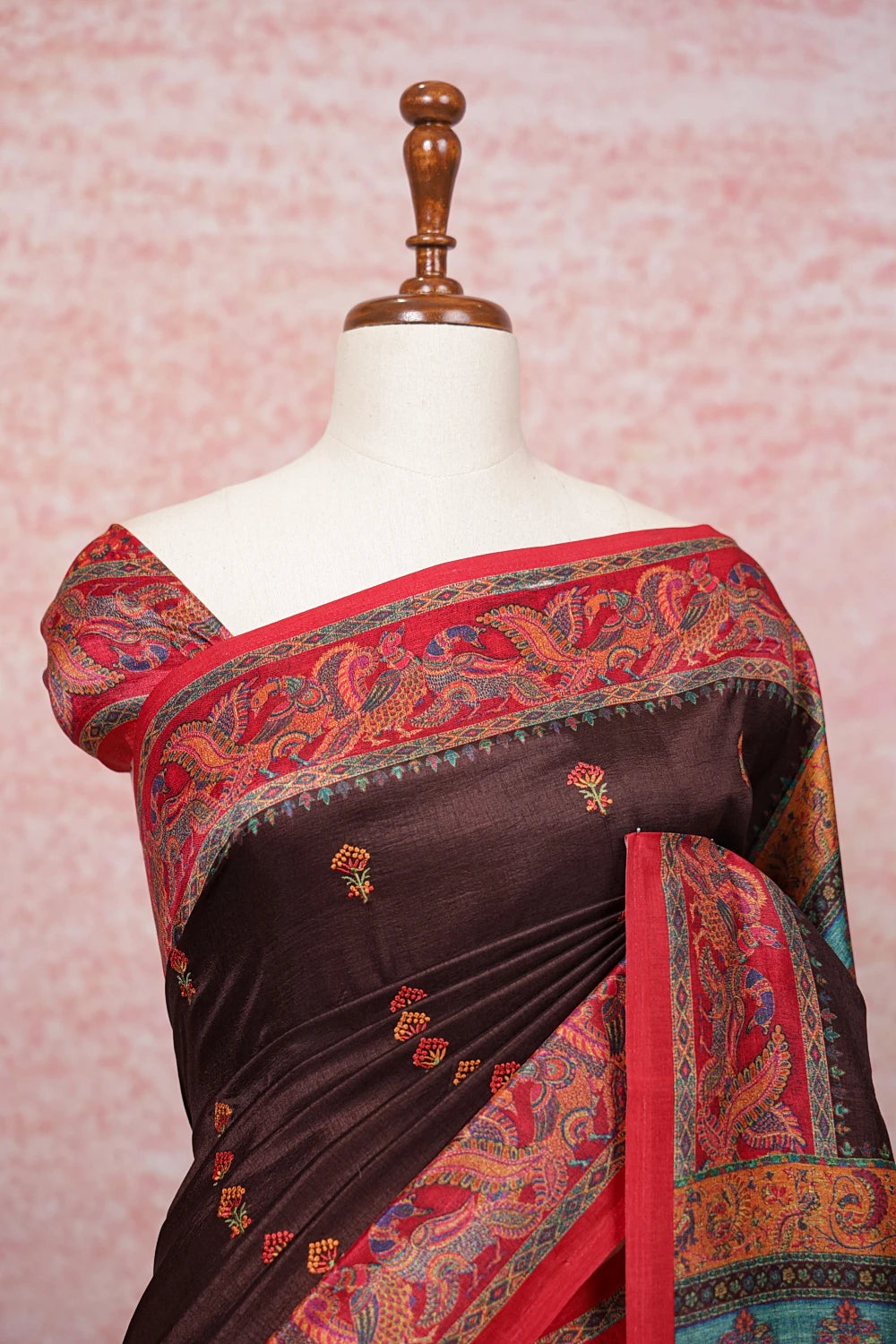 Coffee Brown Semi Silk Saree