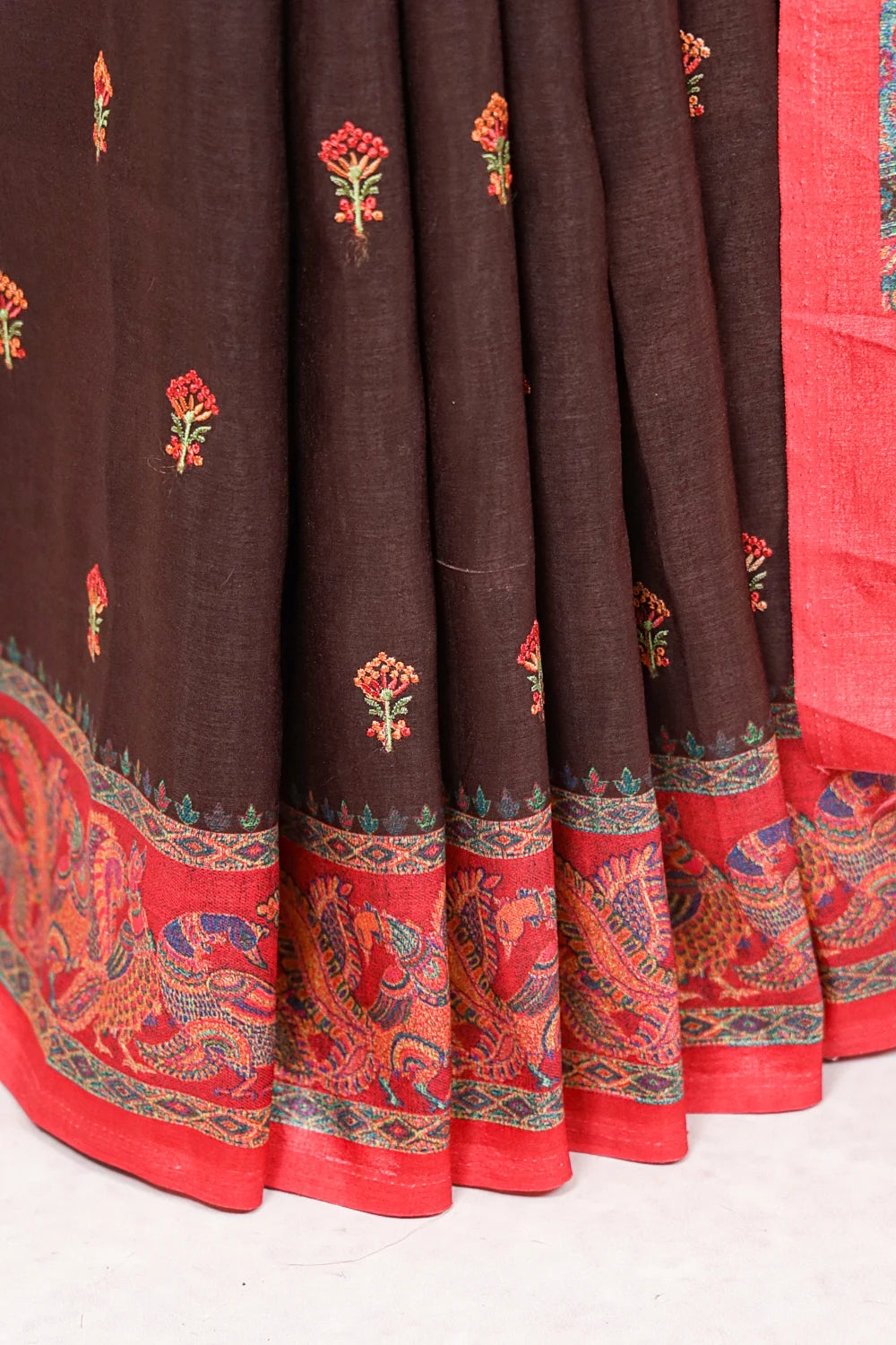Coffee Brown Semi Silk Saree