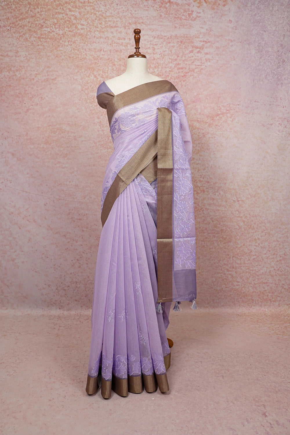 Lavender Semi Chanderi Saree