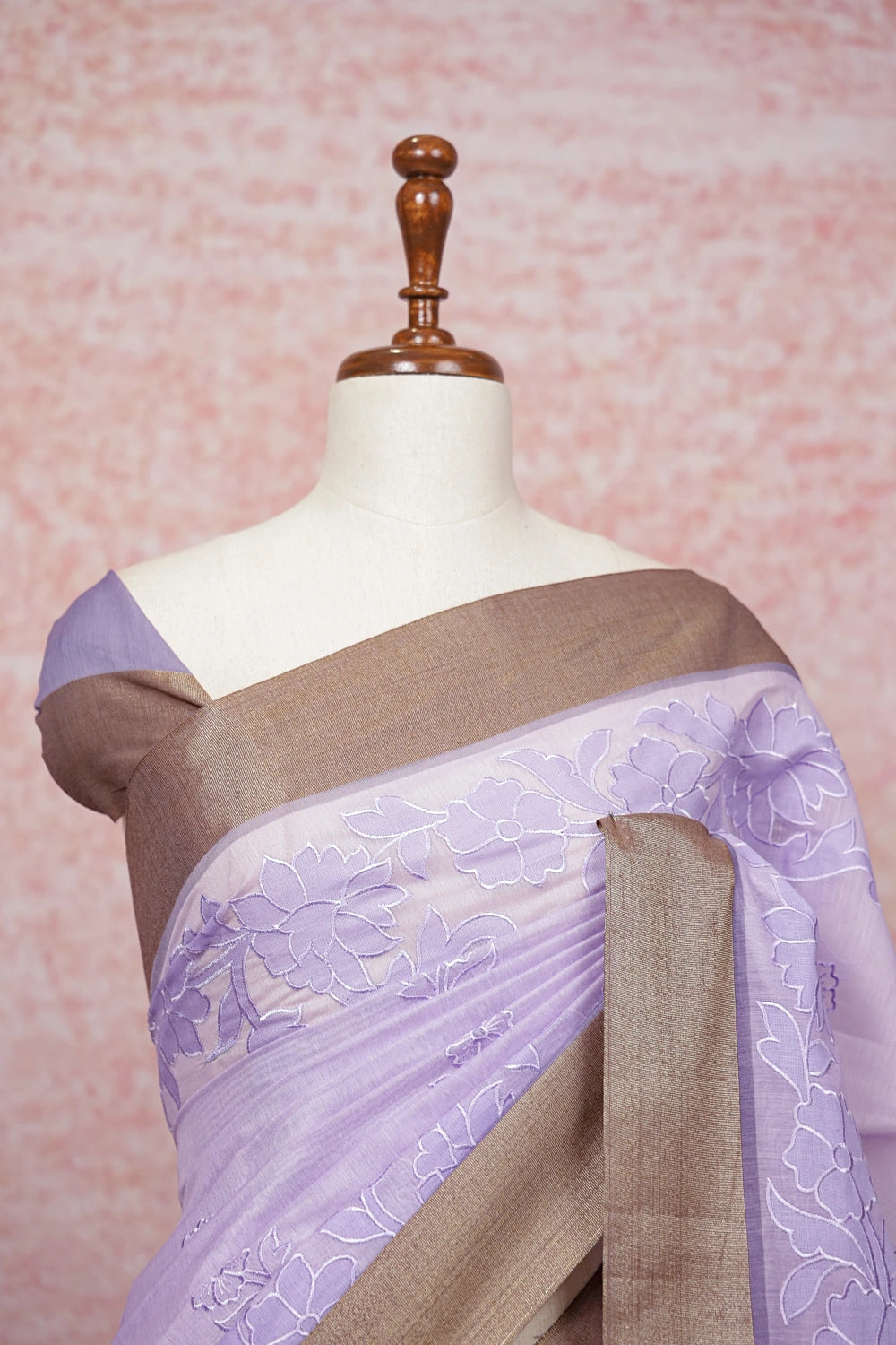 Lavender Semi Chanderi Saree