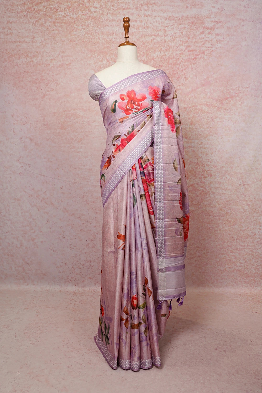 Lavender Semi Silk Saree