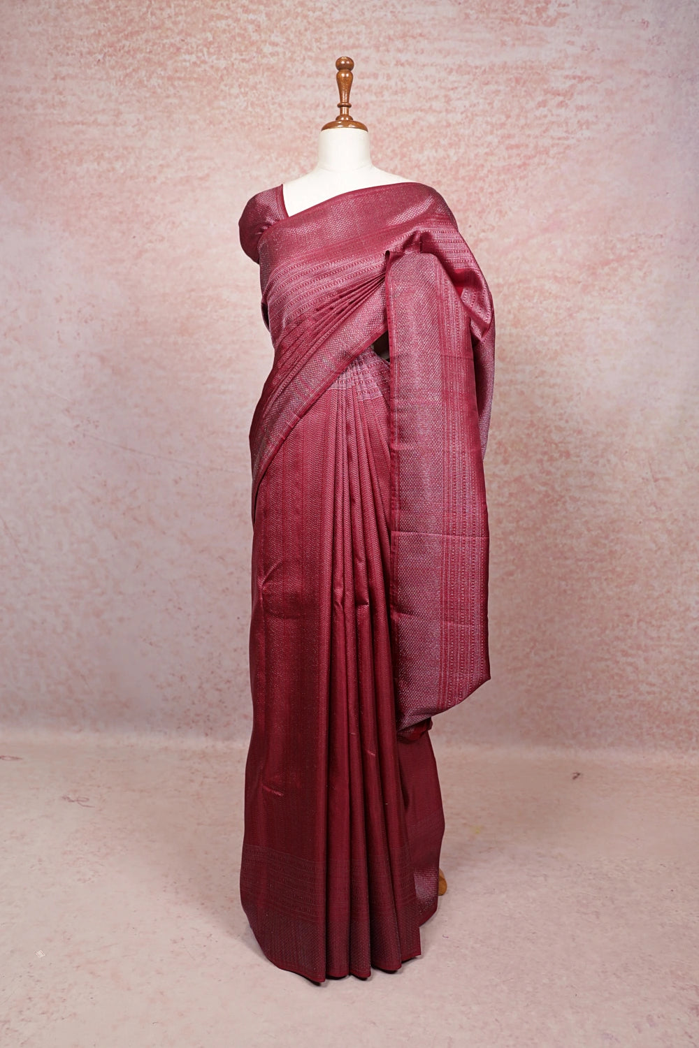 Beetroot Color Kancheepuram Silk Saree