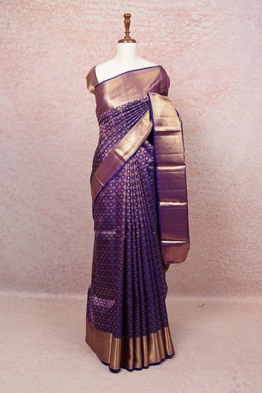 Dark Violet Kancheepuram Silk Saree