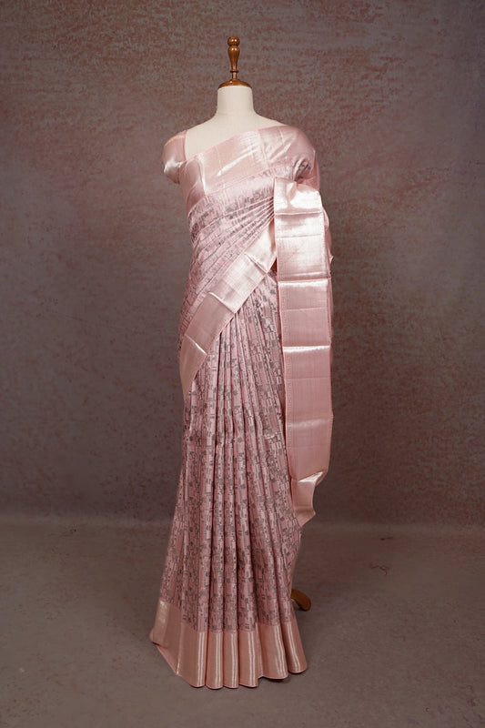 Light Peach Kancheepuram Silk Saree