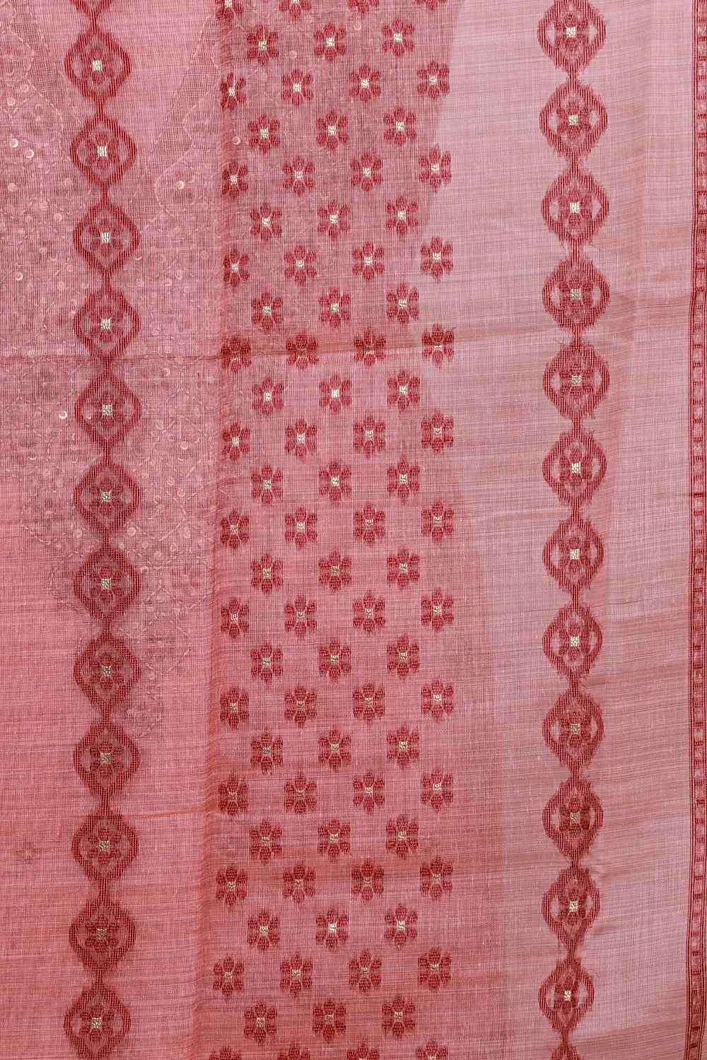 Onion Color Chanderi Silk Thread Work Unstitched Churidhar Material