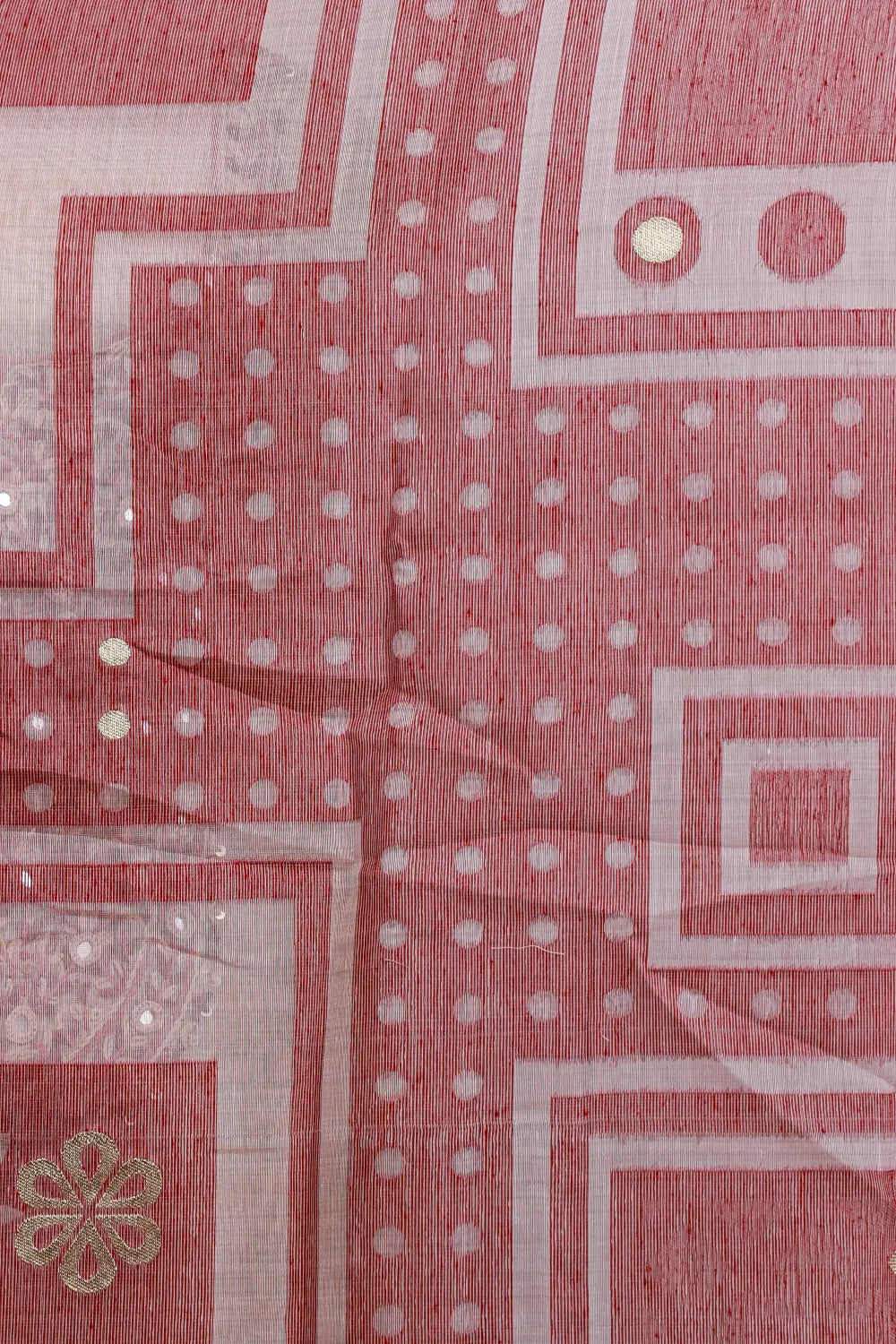 Cream Chanderi Silk Mirror Work Unstitched Churidhar Material