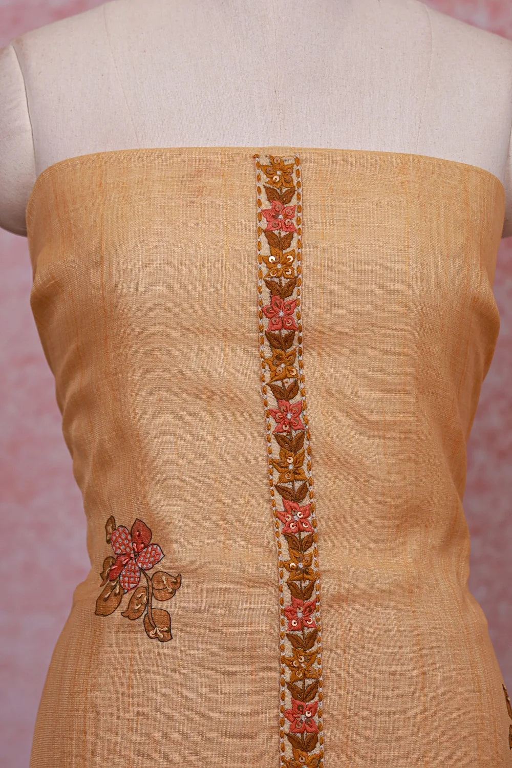 Sandal Linen Printed Unstitched Churidhar Material - Seematti