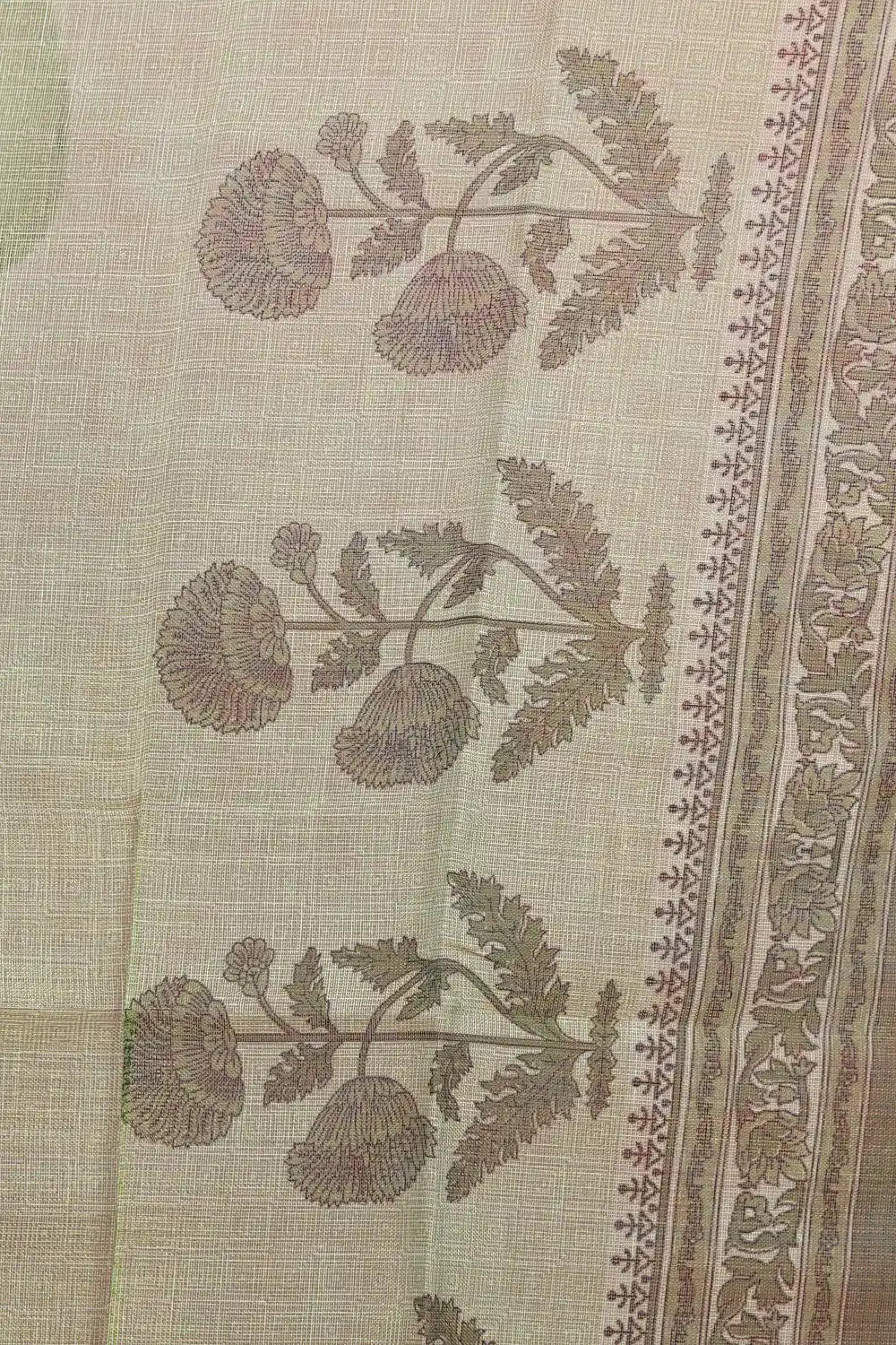 Green Tissue Silk Printed Unstitched Churidhar Material