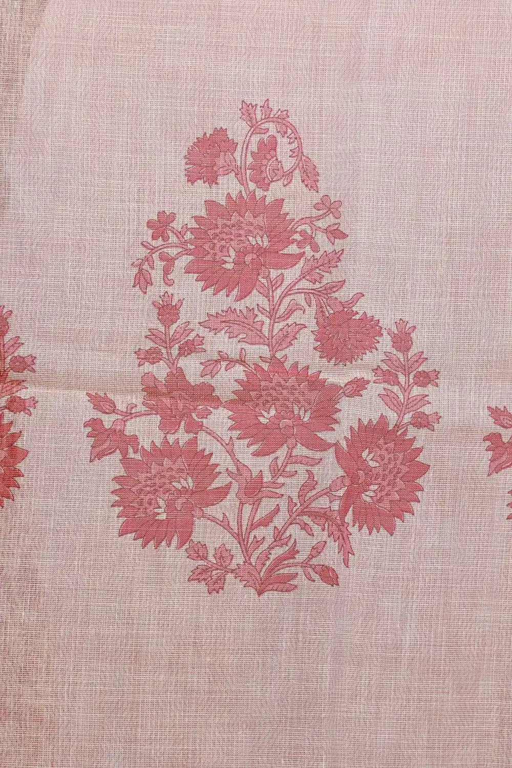 Cream Tissue Silk Printed Unstitched Churidhar Material