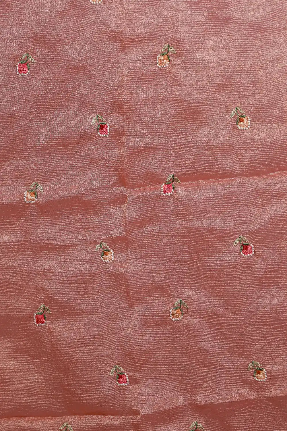Peach Orange Crush Silk Embroidery Unstitched Churidhar Material