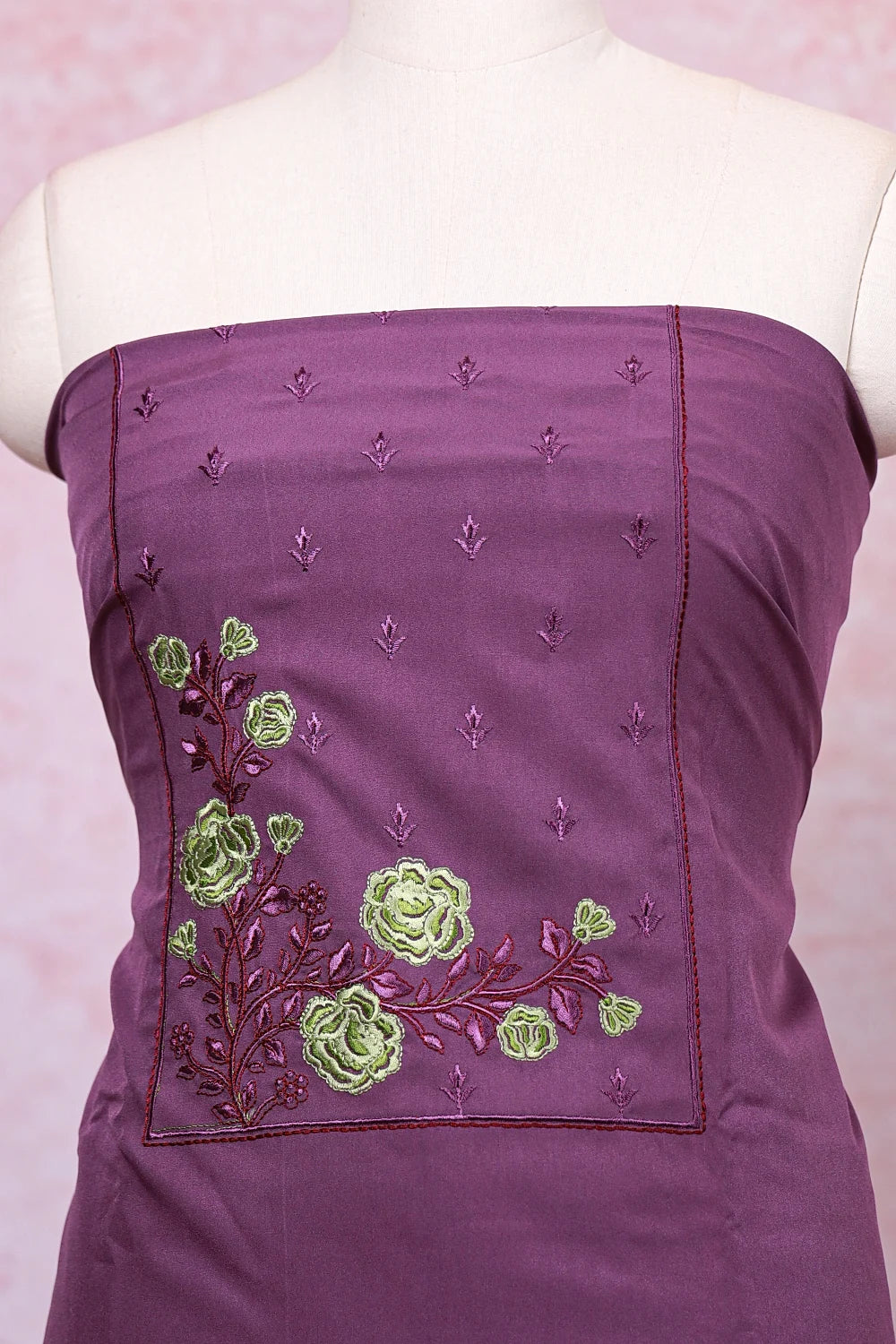 Dark Lavender Crepe Embroidery Unstitched Churidhar Material