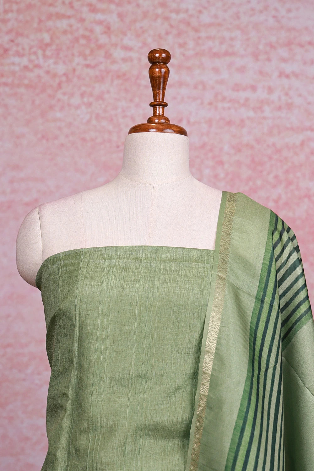 Green Semi Silk Plain Unstitched Churidhar Material