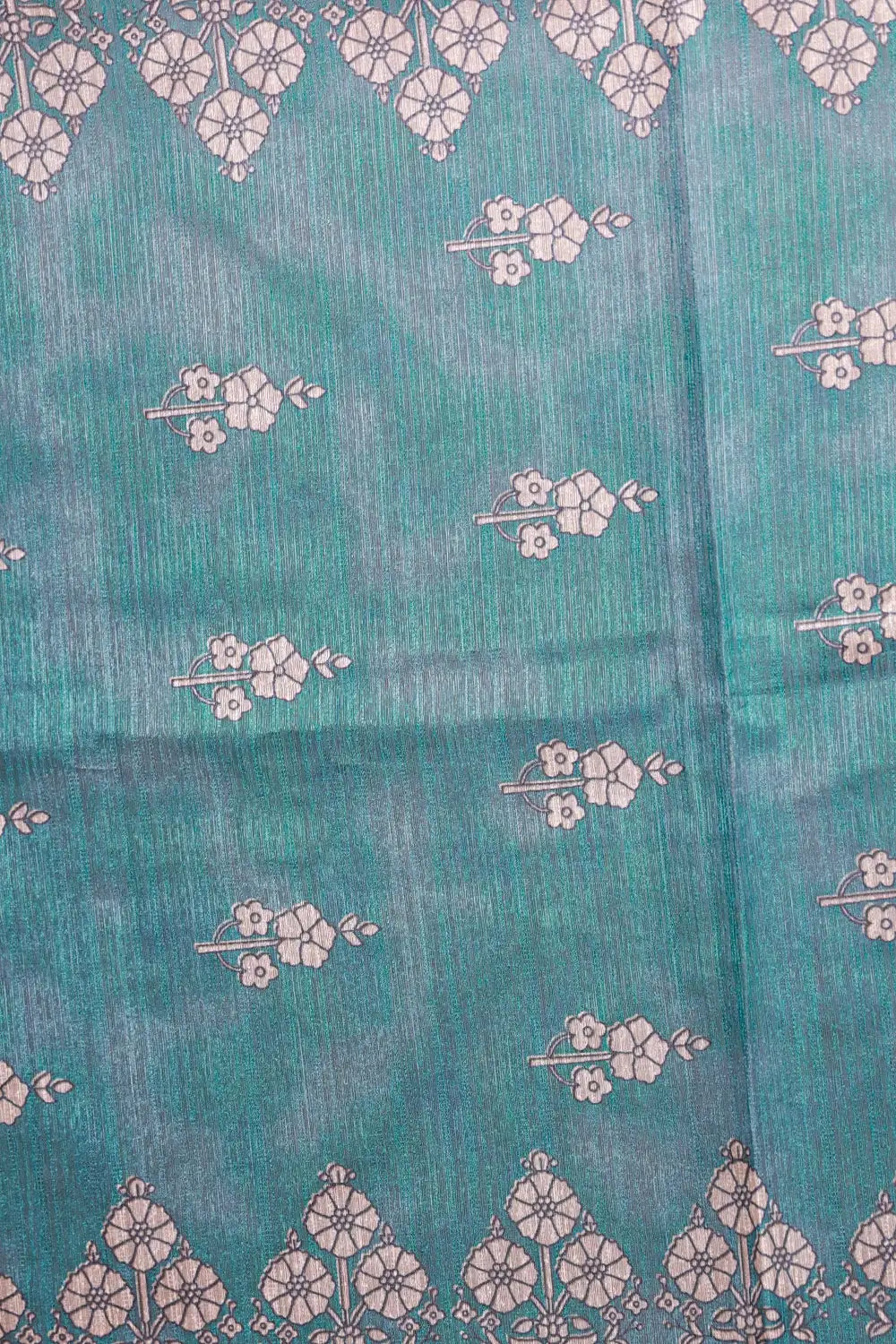 Green Semi Silk Printed Unstitched Churidhar Material