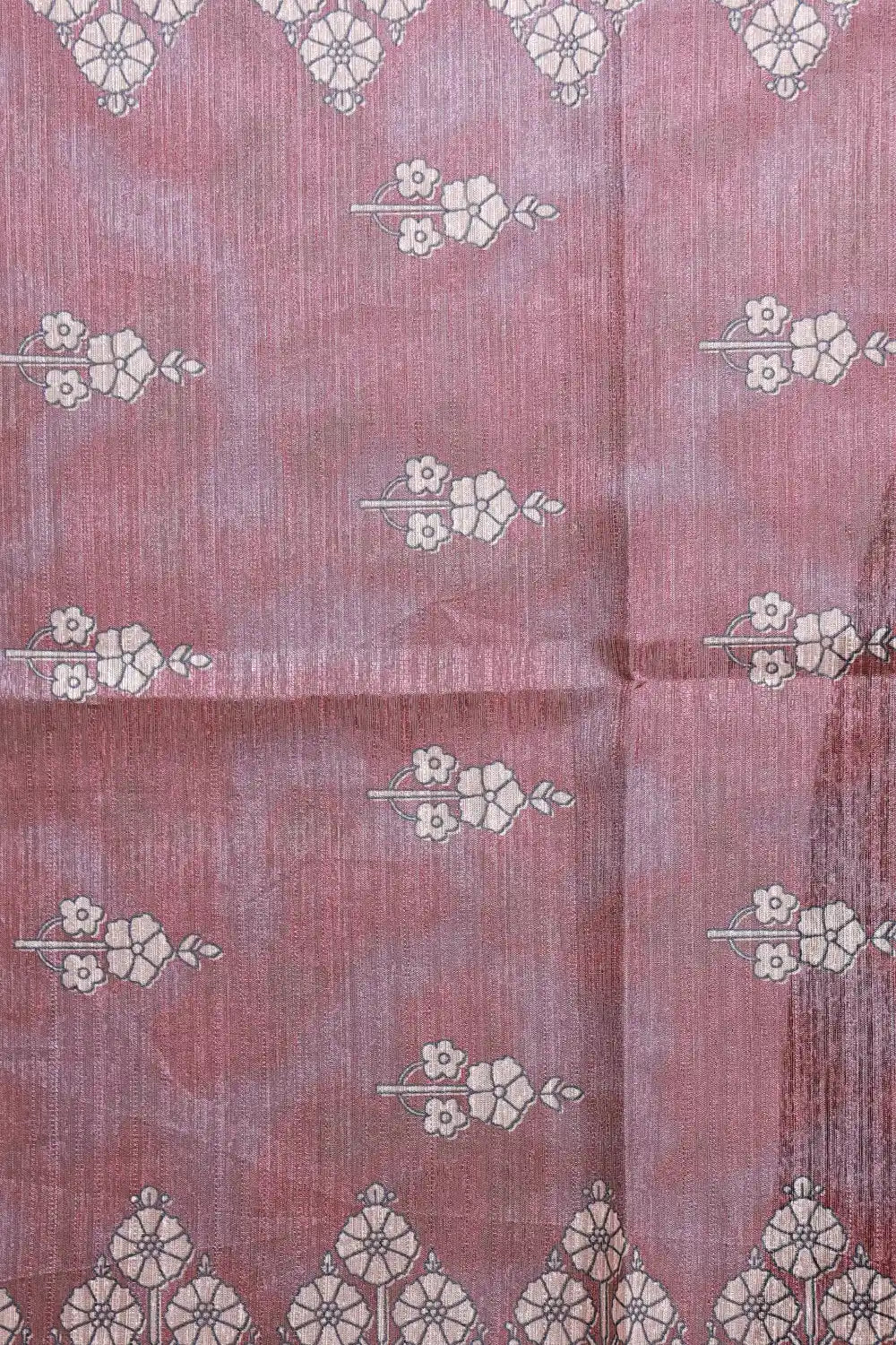 Onion Color Semi Silk Printed Unstitched Churidhar Material