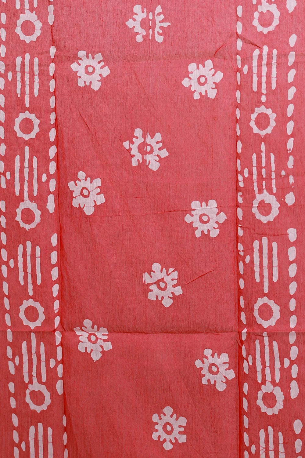 Red Tissue Organza Bathik Printed Unstitched Churidhar Material
