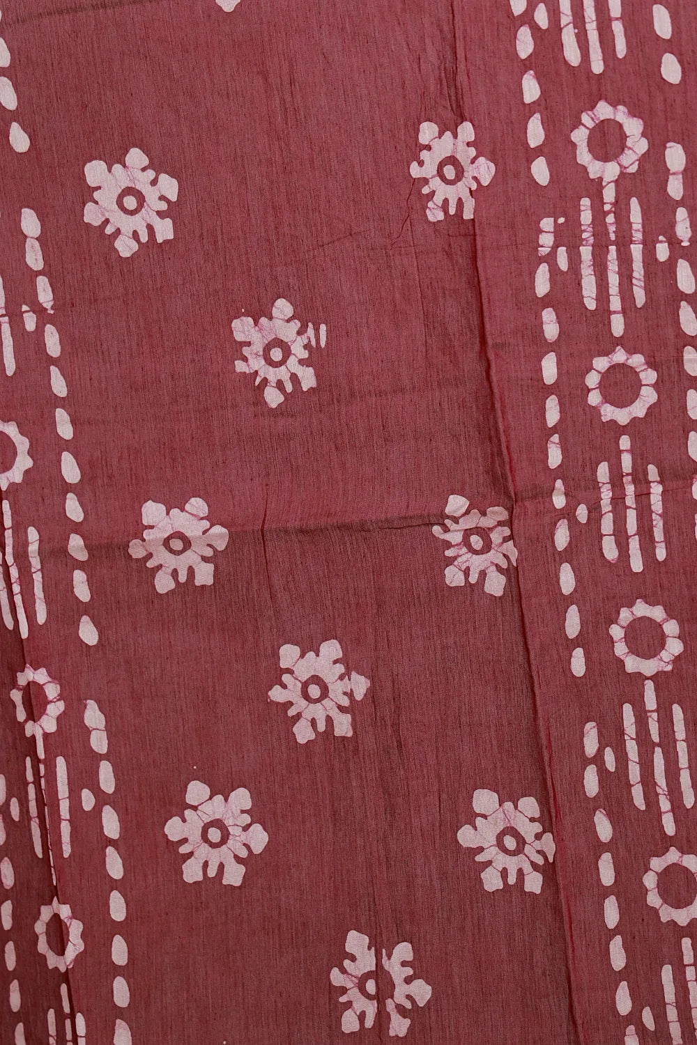 Wine Color Tissue Organza Bathik Printed Unstitched Churidhar Material