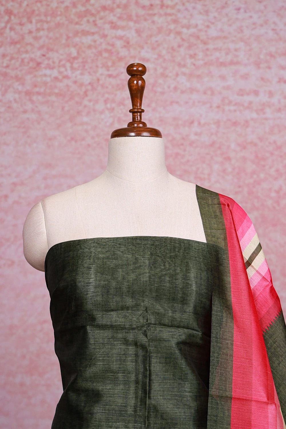 Dark Green Semi Silk Plain Unstitched Churidhar Material - Seematti