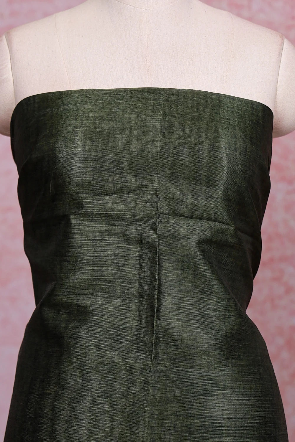 Dark Green Semi Silk Plain Unstitched Churidhar Material - Seematti